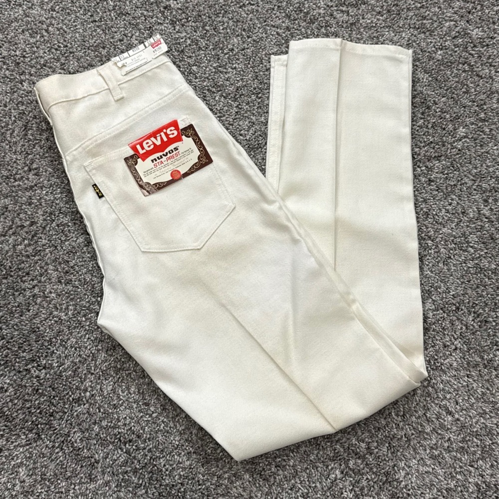 Vintage 60s Levis Big E Sta-Prest Pants Slacks Mens 31x32 Cream Deadstock NWT